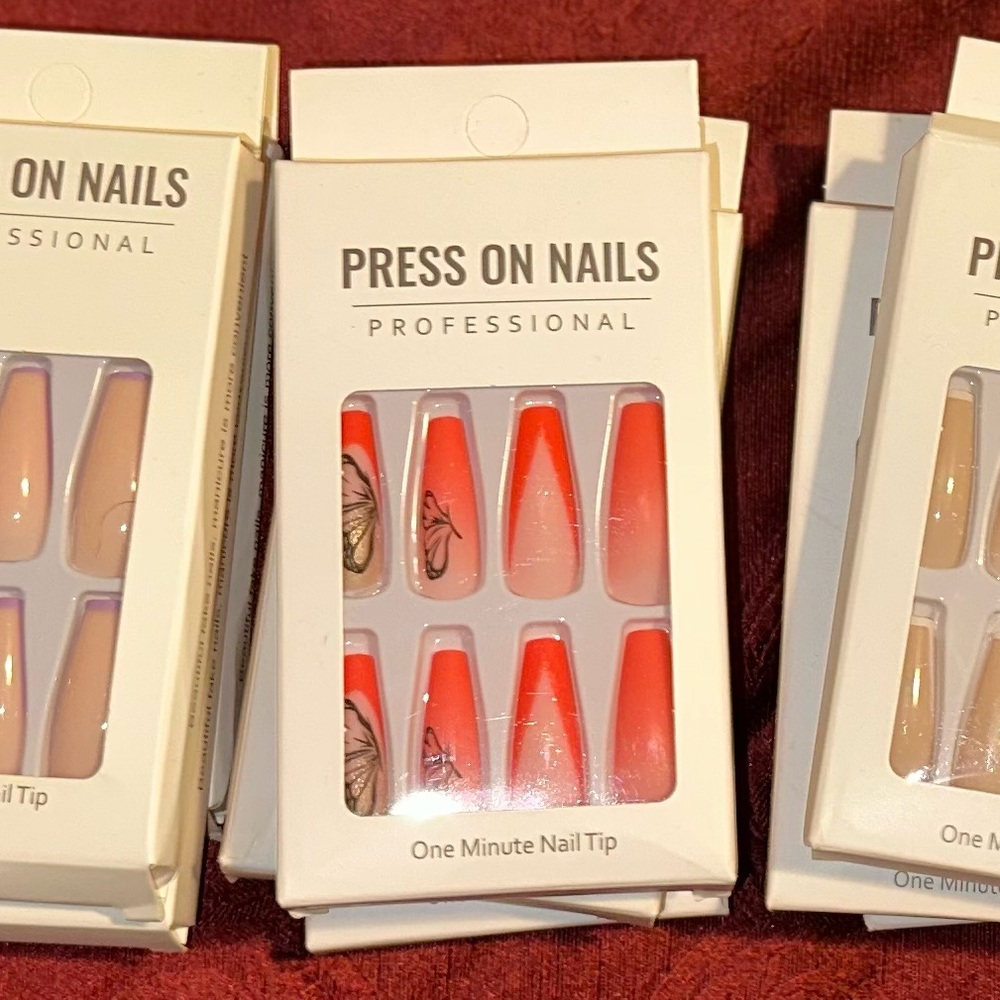 Orange Press on Nails